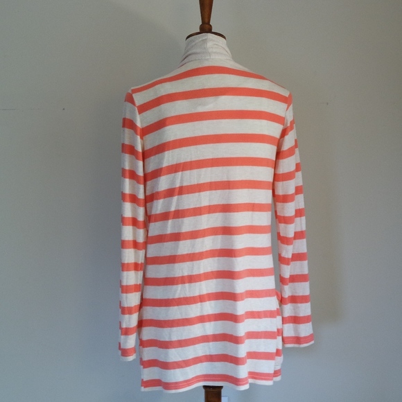 salmon‎ striped open cardigan - Picture 3 of 4